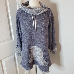 Kensie Performance Womens Roll-Tab Sleeve Cowl Neck Pullover Sweater Size XL